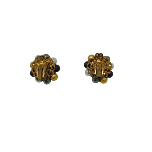 Multicolor Cluster Bead Clip-On Earrings - Picture 6 of 6